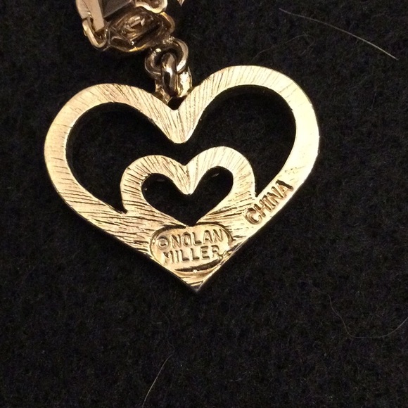 Nolan Miller heart rhinestone clip earrings - Picture 3 of 5